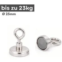 MaajeeKuto Magnet Magnethaken Ø25 mm Neodym Magnet M5 Topfmagnet mit Öse 23 kg (10-St)