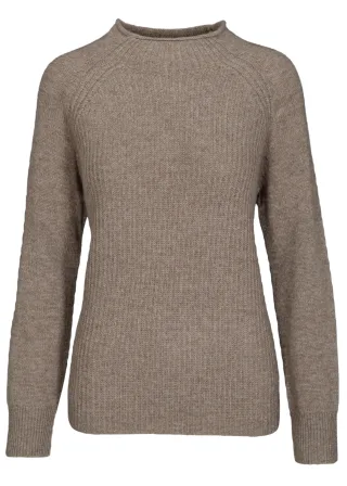 CLARINA - Stehbund-Pullover, 1/1 Arm,uni mokka mel. - Gr. - 46
