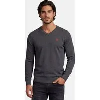 U.S. Polo Assn. V-Ausschnitt-Pullover Longsleeve USPhil – Herren V-Neck Classic Fit mit Logo-Stickerei Angenehme Baumwollmischung, weiches Material und sportiver Look