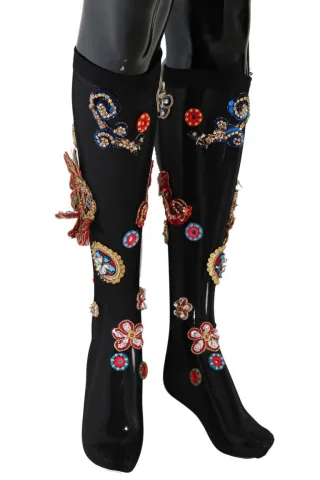 Dolce & Gabbana Elegante Veredelte Kristall Damenstrümpfe