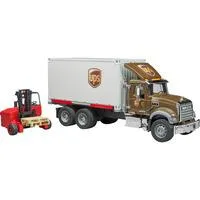 Mack Granite UPS Logistik-LKW, Modellfahrzeug mit Mitnahmestapler