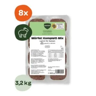 BARFER'S Würfel: Komplett-Mix Lamm für Katzen 8x400 g