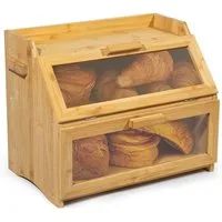 Zedelmaier Brotkasten Bambus Brotkasten mit 2 Etagen, großer Brotkasten, Bamboo, (Set, 1x Aufbewahrungsbox aus Bambus), mit Belüftung und Sichtfenster