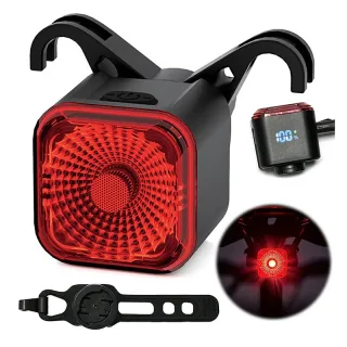BENGGUO Smart LED Digital Display Bike Taillight Brake-activated IPX6 Waterproof 500mAh Long Battery Life USB Charging W
