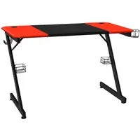 COSTWAY Gamingtisch, 120cm, mit praktischen Becherhalter, Haken & 2 Ständern