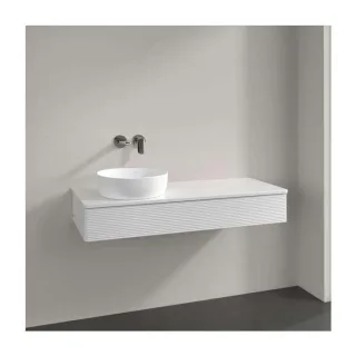 Villeroy und Boch Antao Waschtisch-Unterschrank K11150GF 120x19x50cm, Hahnloch, Waschbeckenplattenfarbe Lack, glossy white lacquer