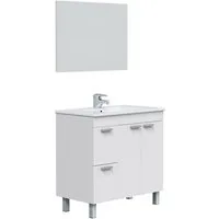 FORES HABITAT Badezimmer-Set in weiß glänzend / Spiegel - 80x80x45 (BxHxT)