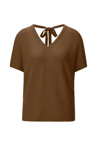 Rich & Royal - Crew Neck Shiny Yarn coconut bark - Gr. - XL