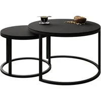 Lookway Couchtisch CIRI 2in1 Schwarzmatt (2er Set), Durchmesser: ⌀70 cm und ⌀50 cm