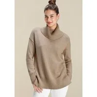 Tamaris Rollkragenpullover aus weicher Viskosemischung in lässiger Form mit seitlichen Schlitzen