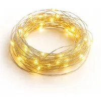 matches21 HOME & HOBBY LED-Lichterkette Mini Lichterkette 5 m, 100 LED Timer Batterie warmweiß innen, 100-flammig, Micro Draht Beleuchtung Indoor Leuchtdeko