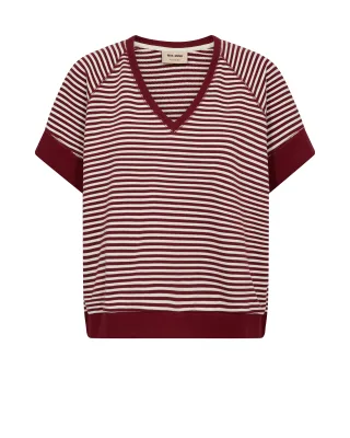 MOS MOSH - MMHolt V-SS Stripe Sweatshirt cabernet - Gr. - M