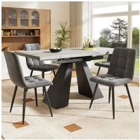 Flieks Essgruppe, (Set, 5-tlg., Tisch mit 4 Stühlen, klapper Tischplatte 99-159cm), ausziehbarer Esstisch mit 4 Stühlen Set Esszimmer Sitzgruppe