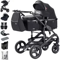 Daliya® Kombi-Kinderwagen BAMBIMO 3in1 Kinderwagen & Buggy mit Auto-Babyschale und Adapter, (XXL-Set inkl. Wickeltasche und Spieltisch, 15-tlg), Babyschale, Airless-Räder, Federung, weiche Matratze, Belüftungssystem