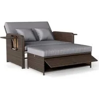 COSTWAY Loungebett, Rattan, 2-Personen, 3 in 1, mit verstellbarer Rückenlehne