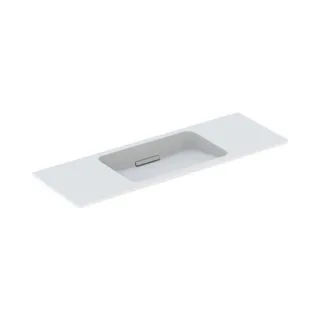 Geberit One Waschtisch 500392013 120x40cm, ohne Hahnloch, Überlauf verdeckt, weiß Keratect/Blende weiß glänzend