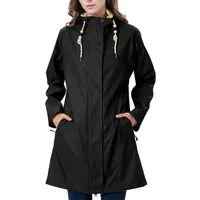 ATLASLAVA Regenmantel Damen Übergangsjacke PU Wasserdicht (1-tlg) Frauen Regenjacke Lang Parka Regenparka mit Kapuze Outdoor