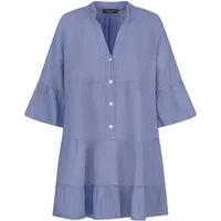 SASSYCLASSY Minikleid Musselin Sommer Kleid 3/4 Ärmel und Volants, 100 % Baumwolle, Made in Italy