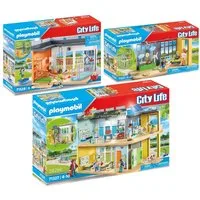 Playmobil® 71327-28-31 3er-Set Große Schule + Turnhalle + Klimakunde Konstruktions-Spielset