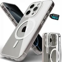 GreenHec Handyhülle iPhone 16 15 14 13 Pro Max Plus Case MagSafe Schutzhülle Durchsichtig 6.1 Zoll, Hülle Transparent Clear Magnet Cover Kameraschutz Bumper Klar Dünn