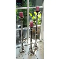 MichaelNoll Kerzenständer Kerzenständer Alu Silber Stumpenkerzen Deko 76 cm, 92 cm / 102 cm