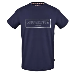 Aquascutum - T-Shirt für Herren/Damen Unisex, Rundhalsausschnitt (Marine)