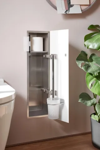 emco WC-Modul asis pure mit Glasfront Türanschlag rechts, Unterputz, 1-türig 600mm, alpinweiss, 9755 975527409
