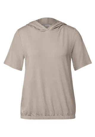 Street One - T-Shirt mit Kapuze morning beige - Gr. - 34
