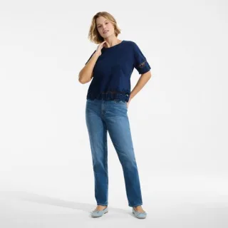 Flammgarn-Shirt mit Bordüren in Plus-Größe für Damen, Damen, size: plus, Weiß, Baumwolle, by Lands' End
