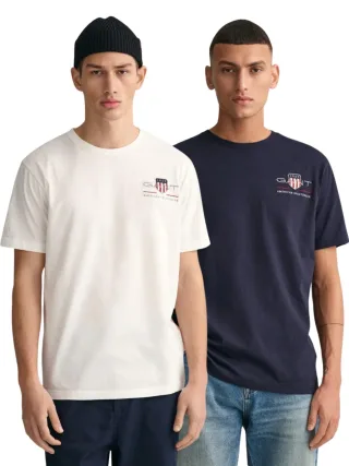 Gant | 2er-Pack Herren T-Shirt mit besticktem Archiv-Schild