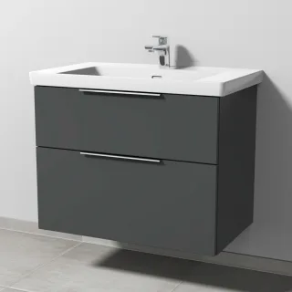 Sanipa 3way Waschtischunterbau zu Villeroy & Boch Subway 3.0 Waschtisch mit 2 Auszügen, Anthrazit-Ma UM84822