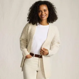 Offener Soft Touch Cardigan für Damen, Damen, size: regular, Elfenbein, Polyester/Polyester-Mischung, by Lands' End
