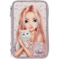 Depesche Federtasche Top Model Katzen 3 Fach Federmäppchen BLOOMING KITTY Federmappe, (43-tlg), gefüllt