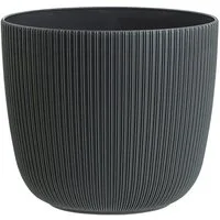 Engelland Blumentopf Pflanztopf mit Drainagesystem (Vorteils-Set, 1 St., robuster PP-Kunststoff), Rillenoptik, UV-resistent, Drainagesystem, direkte Bepflanzung