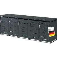 STEELSØN Mülltonnenbox Diorus 240L, Mülltonnenverkleidung abschließbar & wetterfest (Anthrazit, verfügbar mit 1, 2, 3, 4, oder 5 Türen), aus verzinktem Stahl