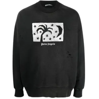 Schwarzes Sweatshirt mit Nightsky-Design von Palm Angels