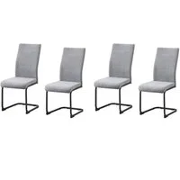 HTI-Line Freischwinger Schwingstuhl 4er-Set Grau LennyP (Set, 4 St), Freischwinger Esszimmerstuhl Kufengestell aus Metall