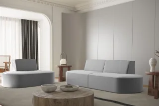 Sofaset Designersofa Set 2-1 MILOT in Stoff Opera Velvet Grau