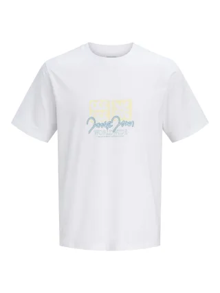 JACK&JONES - JORRIVIERA FRONT TEE SS CREW NECK FST Bright White - Gr. - M