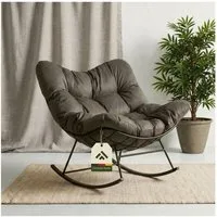 NovaTerra Gartenlounge-Set Stahl-Schaukelstuhl mit Kissen Größe: 110 × 92 × 63 cm