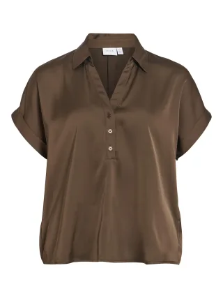 VILA - VIENNA RAVENNA S/S TOP - NOOS Coffee Bean - Gr. - 36