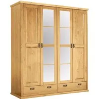 OTTO home Kleiderschrank Madrid (3 Breiten: 90/164/245 cm H/T ca.190/59 cm) aus massiver Kiefer, in 3 Breiten mit Spiegeltüren