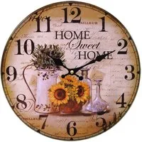 LB H&F Lilienburg Wanduhr Wanduhr ohne tickgeräuche Vintage Küchenuhr Uhr grün braun gelb (lautlos Landhaus Blumen Küche Wohnzimmer geräuschlos Quarzuhr modern)
