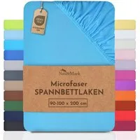 NatureMark Spannbettlaken Mikrofaser Spannbetttuch, Polyester, Gummizug: rundum, viele Größen und Farben Markenware, 90x200cm, Türkis