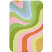 OnlyWow WC-Vorleger Linien - Pastelltöne - Wellenförmig, Höhe 10 mm, Polyester, Rechteckig, WC Teppich, Toilettenvorleger, Toilettenteppich, Badematte 40x60 cm
