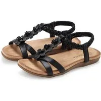 LASCANA Sommerschuh, Sandalette, offener Schuh, Sandale mit eleganten Schmucksteinchen und elastischem Riemchen