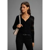Melrose Strickjacke mit transparenten Streifen und Knopfleiste