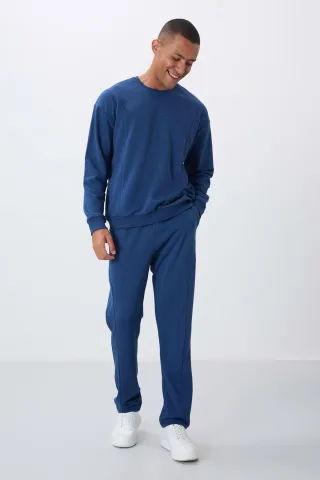 Herren Fleece Sweatshirt und Hose Set aus Baumwolle-Polyester