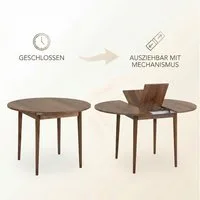 Skye Decor Esstisch Viola, Funktional Tisch mit ausziehbarer Tischplatte, Rund, Platzsparend