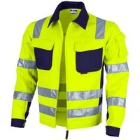 Qualitex Workwear Arbeitsjacke reflektierende PROfessionals Warnschutz-Bundjacke (faserverstätkt) (1-St) Arbeitsjacke mit 7 Taschen - Strapazierfähig - mit Zertifizierung